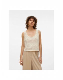 Débardeur court crochet beige femme - Vero Moda