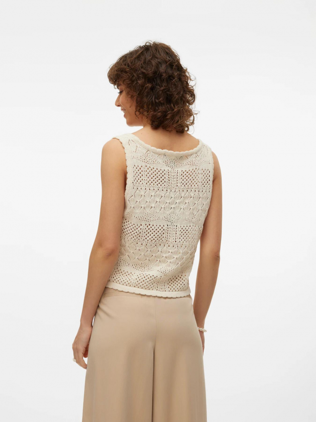 Débardeur court crochet beige femme - Vero Moda