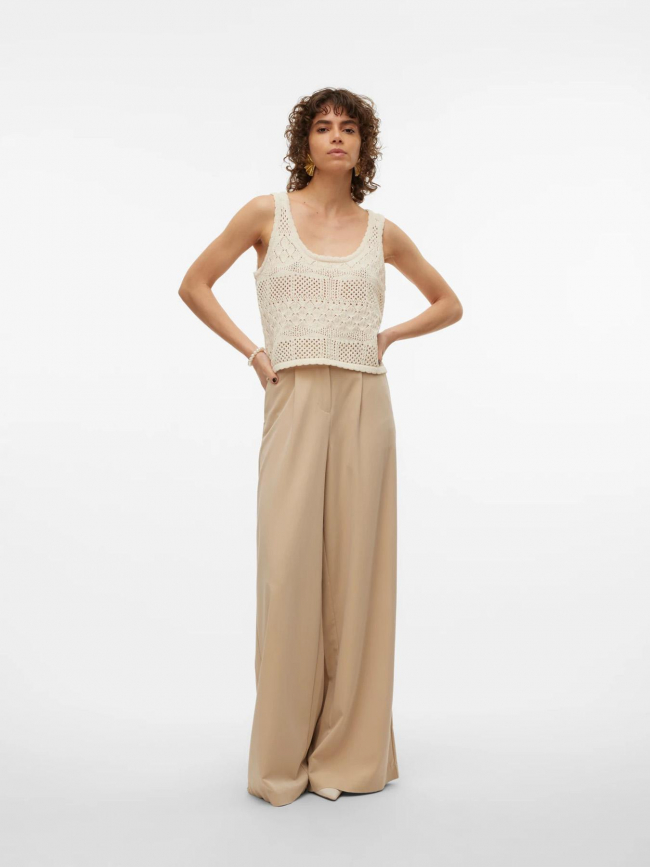 Débardeur court crochet beige femme - Vero Moda