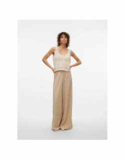 Débardeur court crochet beige femme - Vero Moda