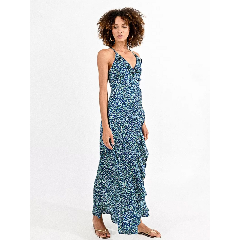 Robe longue woven imprimé bleu vert femme - Molly Bracken