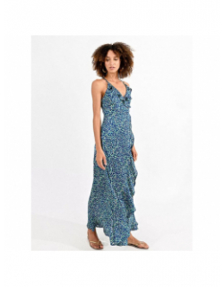 Robe longue woven imprimé bleu vert femme - Molly Bracken