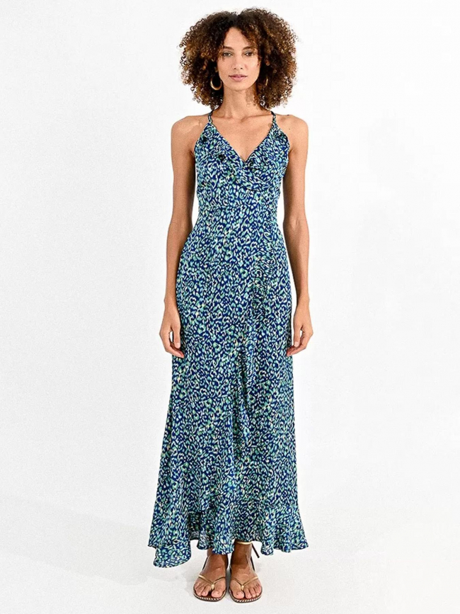 Robe longue woven imprimé bleu vert femme - Molly Bracken