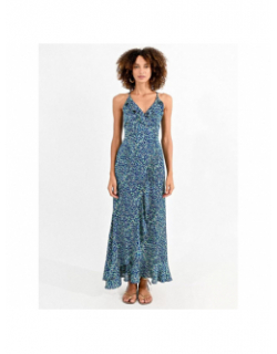 Robe longue woven imprimé bleu vert femme - Molly Bracken