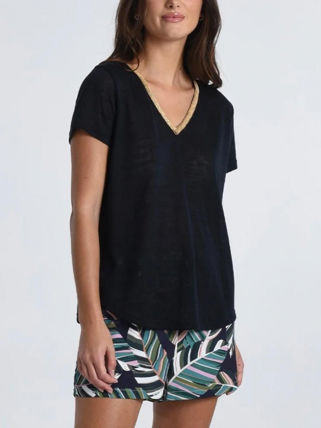 T-shirt knitted bleu marine femme - Molly Bracken