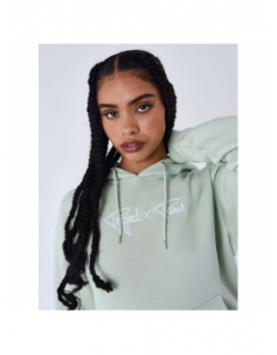 Sweat à capuche signature logo vert clair femme - Project X Paris