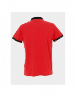 Polo uni geary col noir rouge homme - Benson & Cherry