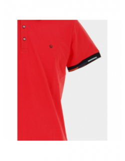 Polo uni geary col noir rouge homme - Benson & Cherry