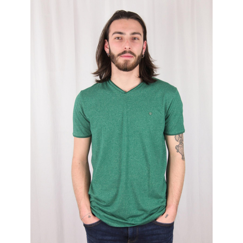 T-shirt col v tadeg chiné vert homme - Benson & Cherry