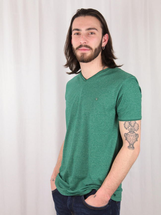 T-shirt col v tadeg chiné vert homme - Benson & Cherry