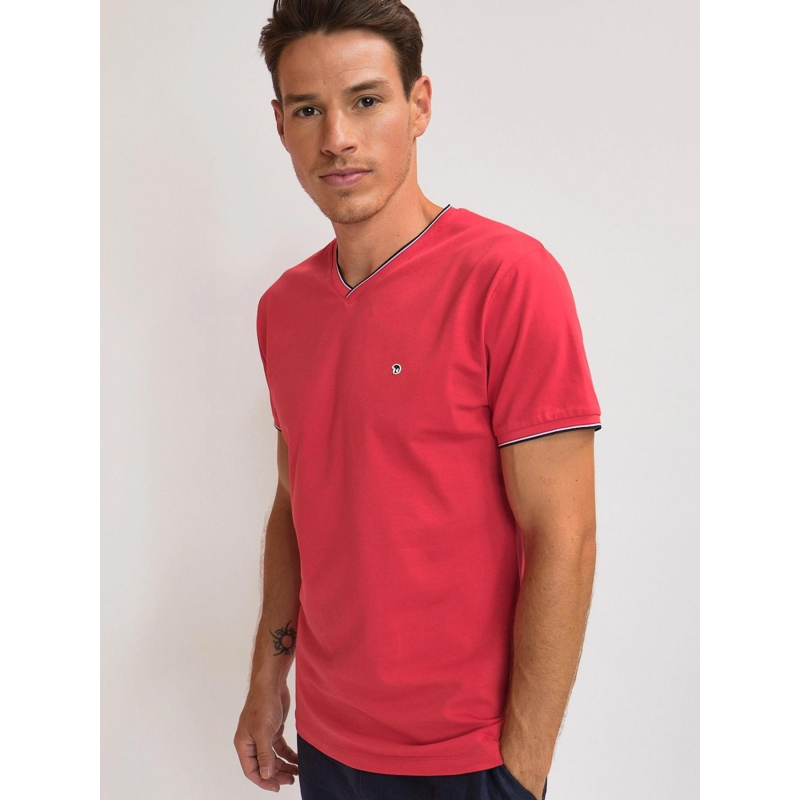 T-shirt col v tarak rouge homme - Benson & Cherry