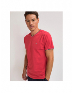 T-shirt col v tarak rouge homme - Benson & Cherry