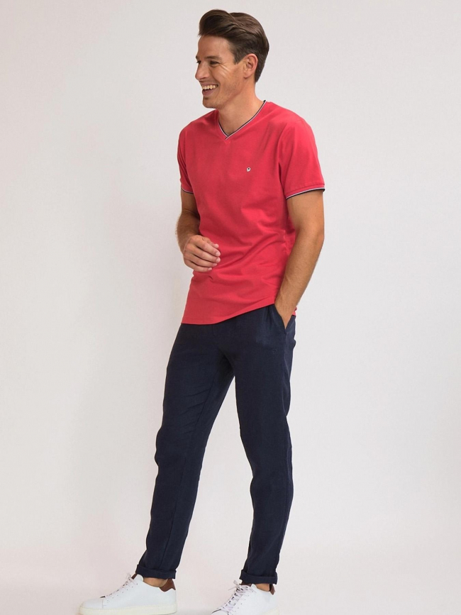 T-shirt col v tarak rouge homme - Benson & Cherry