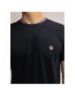 T-shirt col tricolore trouve bleu marine homme - Benson & Cherry