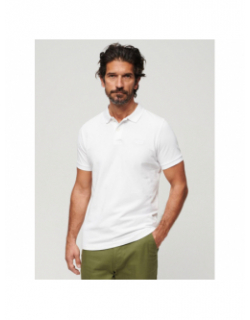 Polo uni pique optic blanc homme - Superdry