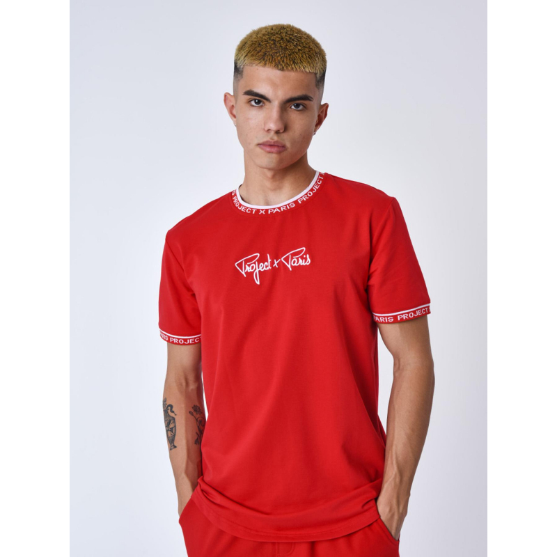 T-shirt logo brodé rouge homme - Project X Paris