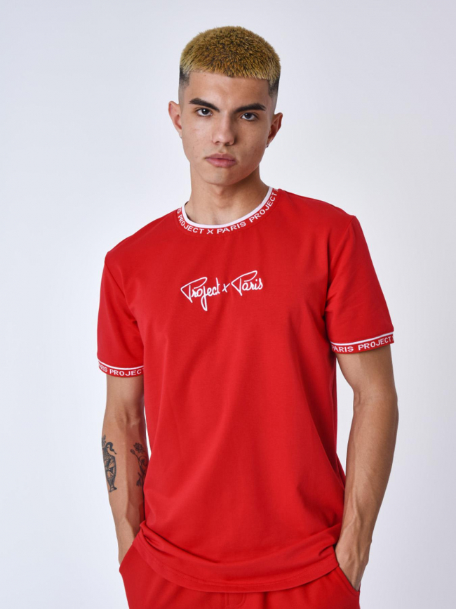 T-shirt logo brodé rouge homme - Project X Paris