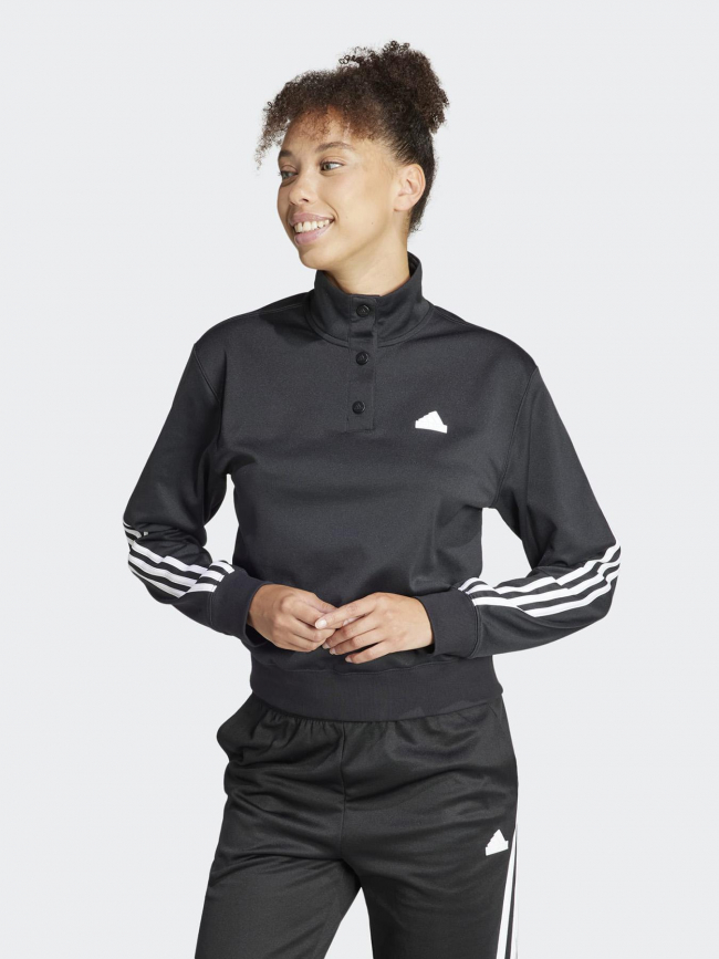 Sweat à boutons 3 bandes noir femme - Adidas