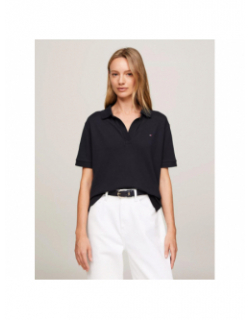 Polo open placket uni bleu marine femme - Tommy Hilfiger