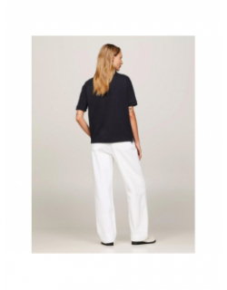 Polo open placket uni bleu marine femme - Tommy Hilfiger