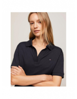 Polo open placket uni bleu marine femme - Tommy Hilfiger