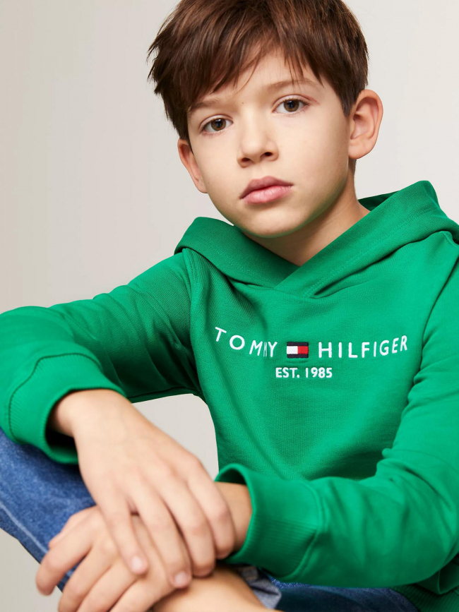 Sweat à capuche essential logo vert enfant -Tommy Hilfiger