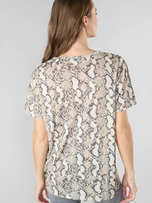 T-shirt argent python beige femme - Le Temps Des Cerises