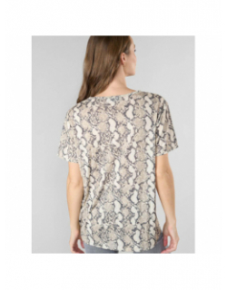 T-shirt argent python beige femme - Le Temps Des Cerises