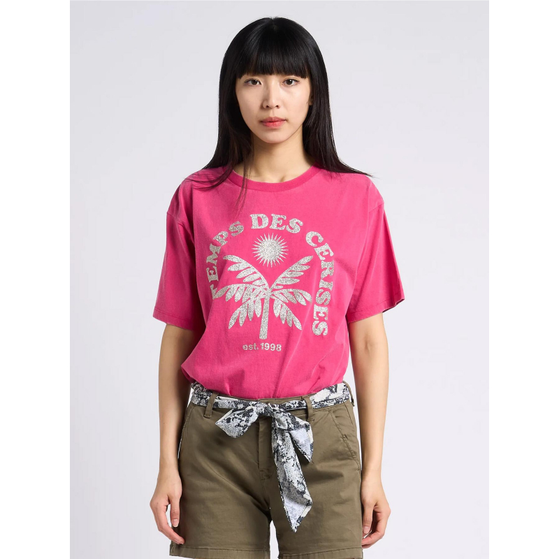 T-shirt cassio strass rose femme - Le Temps Des Cerises