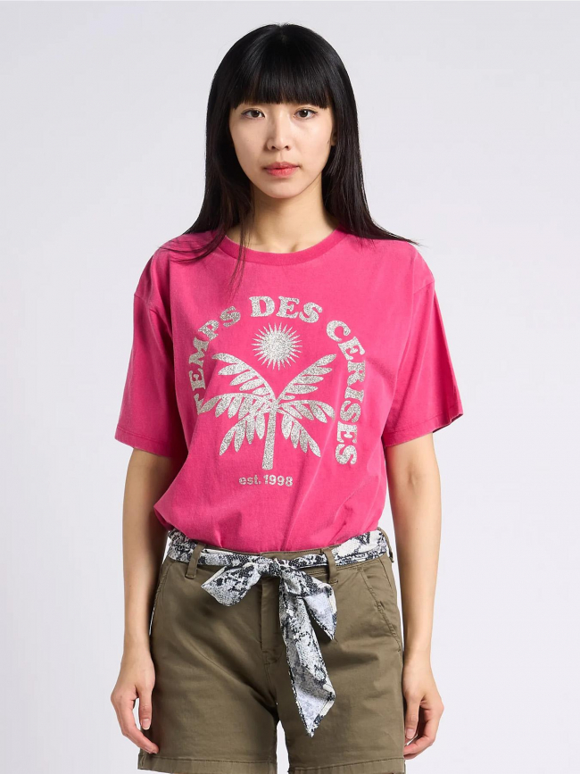 T-shirt cassio strass rose femme - Le Temps Des Cerises