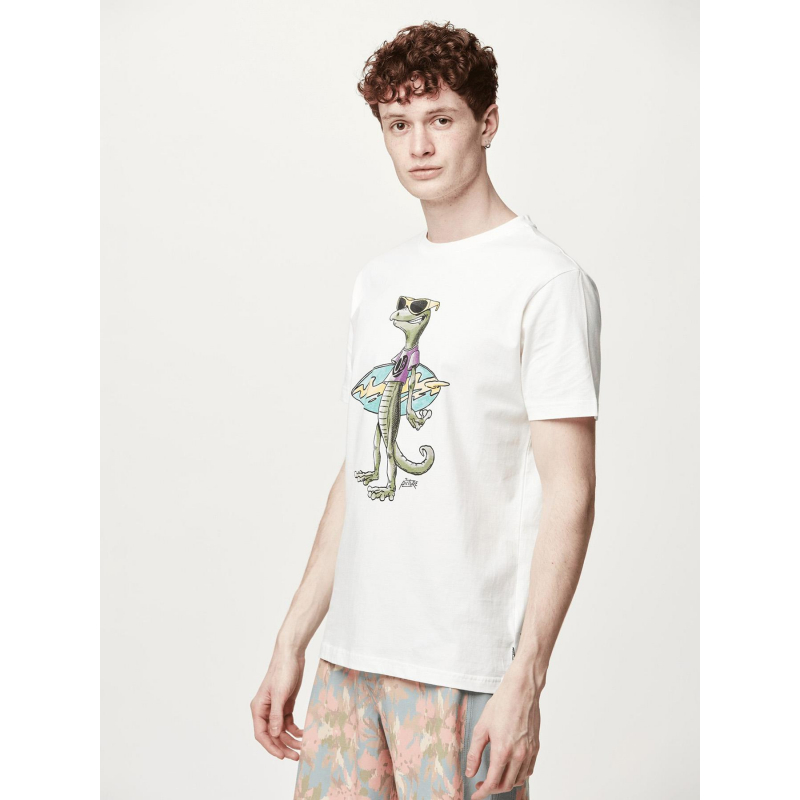 T-shirt jecko imprimé blanc homme - Picture