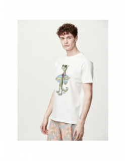 T-shirt jecko imprimé blanc homme - Picture