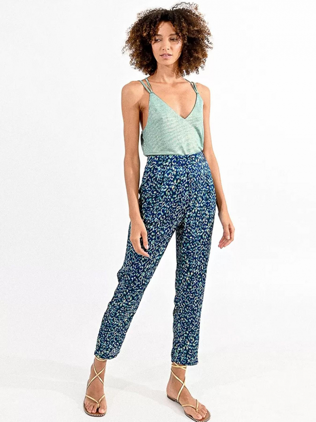 Pantalon fluide woven bleu femme - Molly Bracken