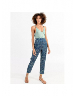 Pantalon fluide woven bleu femme - Molly Bracken