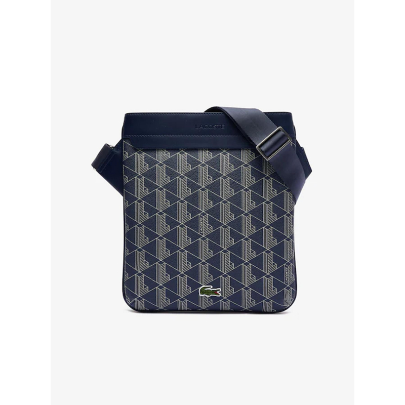 Pochette flat crossover imprime bleu marine homme Lacoste