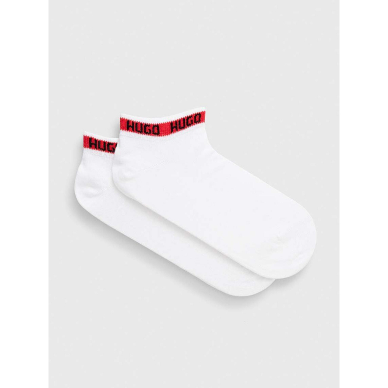 Pack 2 paires de chaussettes logo tape blanc homme - Hugo