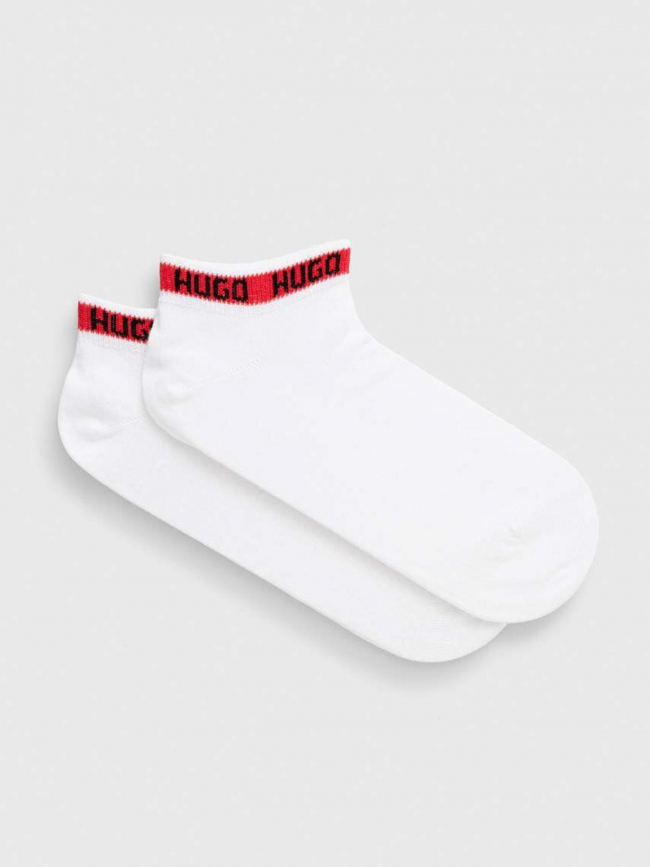 Pack 2 paires de chaussettes logo tape blanc homme - Hugo