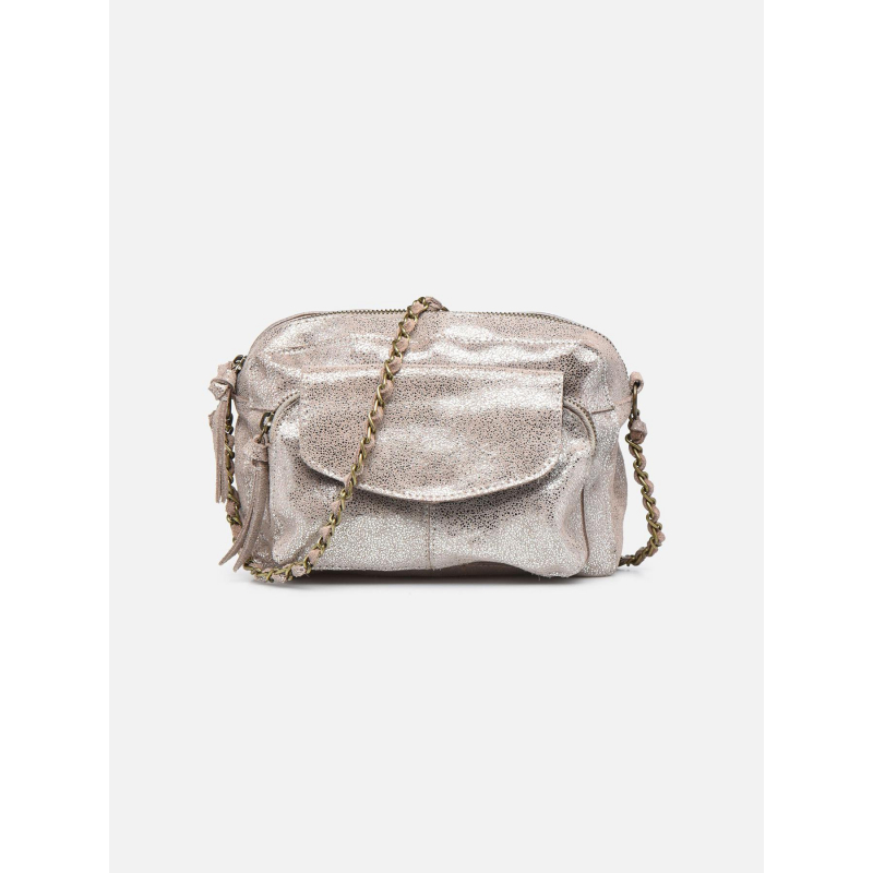 Sac bandoulière naina large argenté femme - Pieces