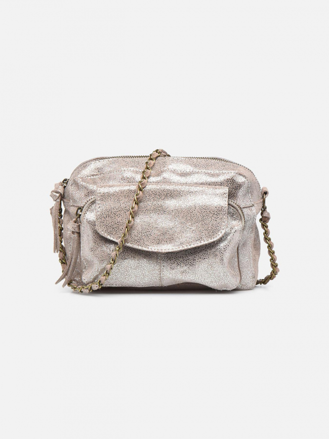 Sac bandoulière naina large argenté femme - Pieces