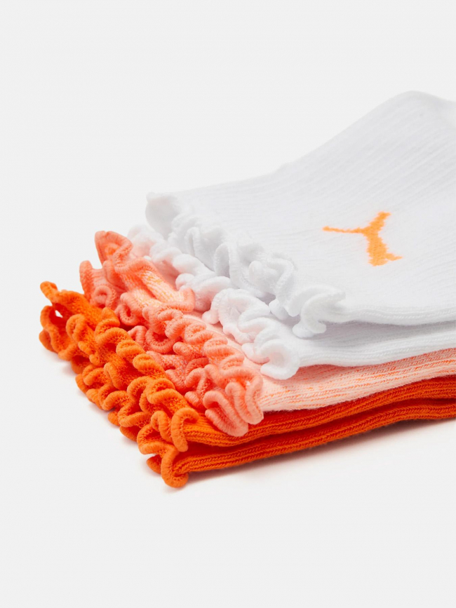 3 paires de chaussettes quarter ruffle orange femme - Puma