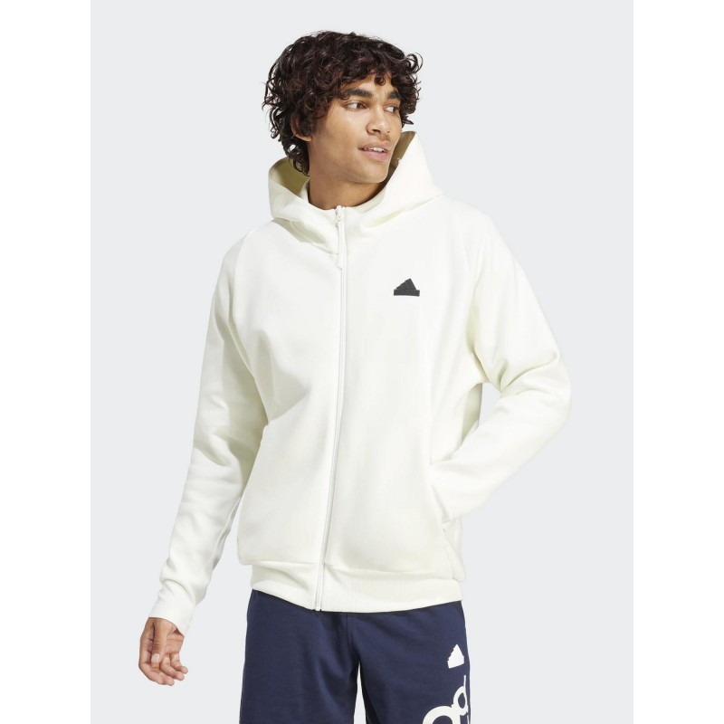 Sweat à capuche zippé zne blanc homme - Adidas