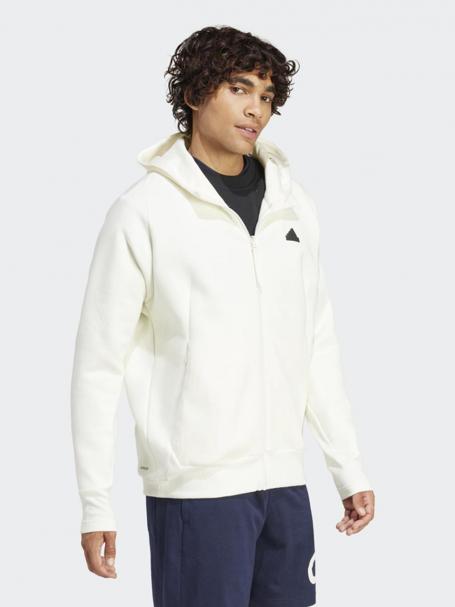 Sweat à capuche zippé zne blanc homme - Adidas