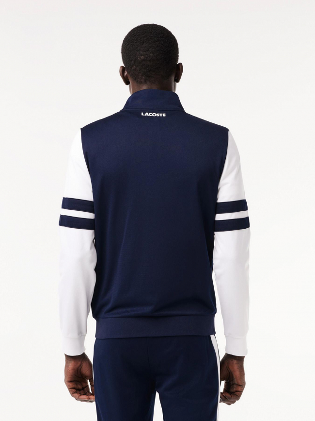 Sweat zippé bicolore bleu marine blanc homme - Lacoste