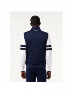 Sweat zippé bicolore bleu marine blanc homme - Lacoste