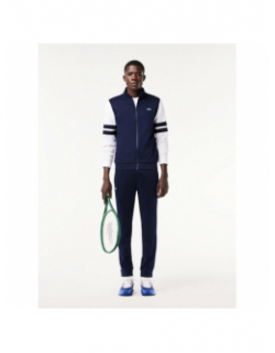 Sweat zippé bicolore bleu marine blanc homme - Lacoste