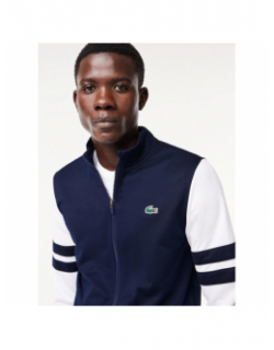 Sweat zippé bicolore bleu marine blanc homme - Lacoste