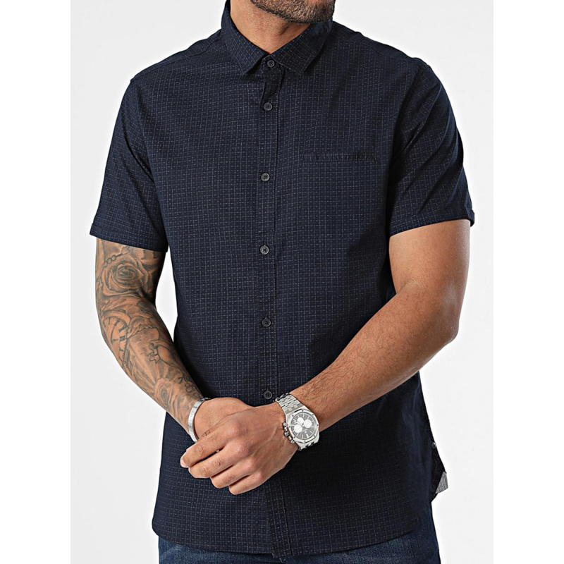 Chemise cut mc imprimé bleu homme - Teddy Smith