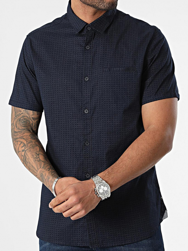 Chemise cut mc imprimé bleu homme - Teddy Smith