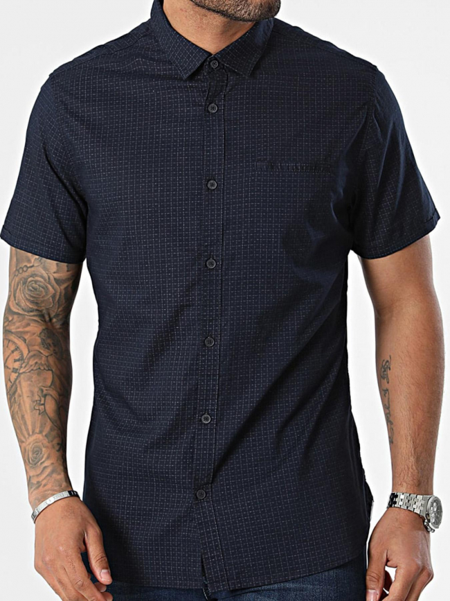 Chemise cut mc imprimé bleu homme - Teddy Smith