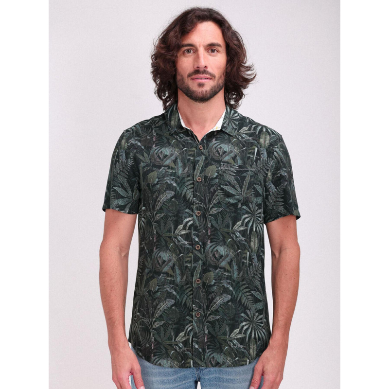 Chemise manches courtes c-arlric feuilles vert homme - Teddy Smith